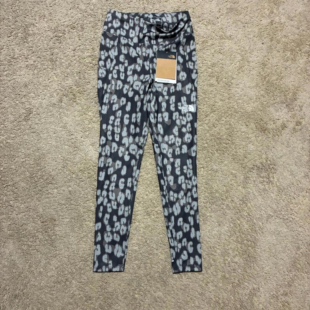 The North Face Pants Girls Medium 10/12 Gray Leopard On Mountain Tight FlashDry